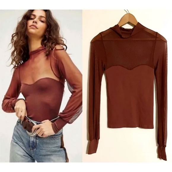 Free People Light Up Layering Top in Cherry Cola - Picture 2 of 4